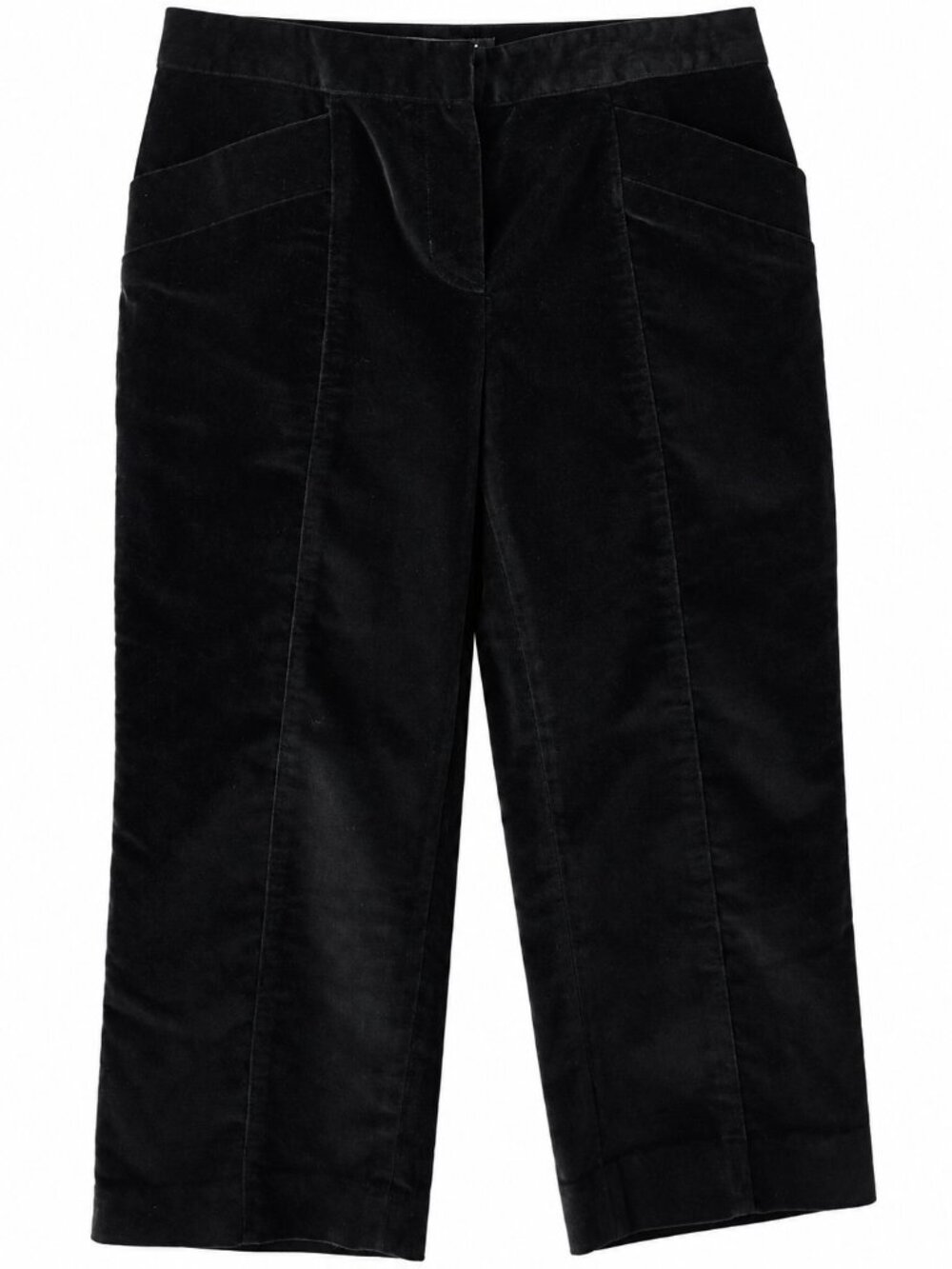 ETCETERA Black Velvet Cropped Pants Women sz. 8 Stretch Cotton, New no price tag